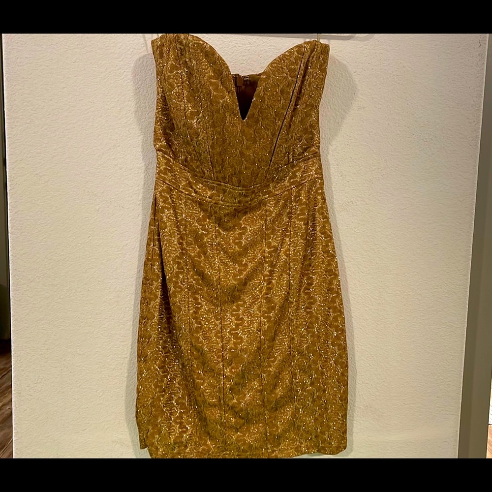 NWT Gold strapless corset sweetheart dress